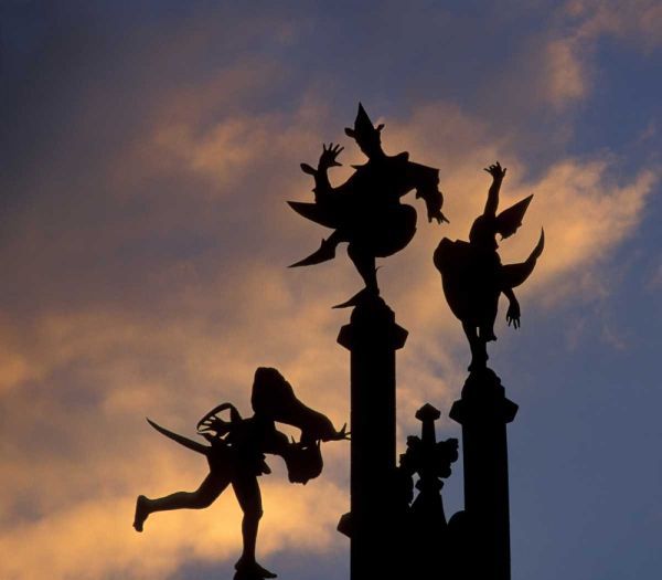 Belgium, Ghent Silhouette of stone figures